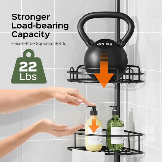 4-Tier Adjustable Shower Caddy with Tension Pole