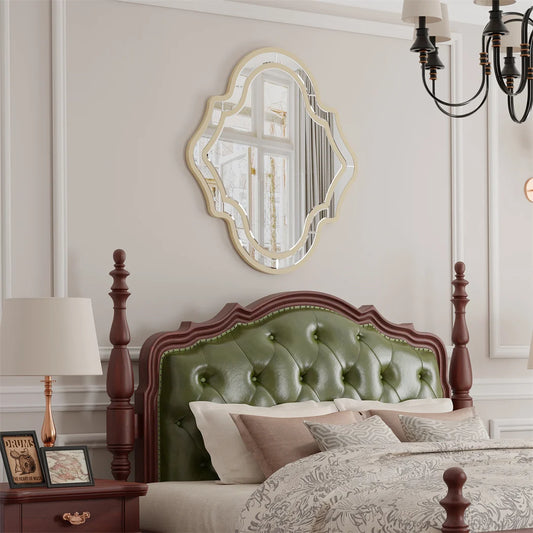 Irregular Silver Wall Mirror with Gold Rim