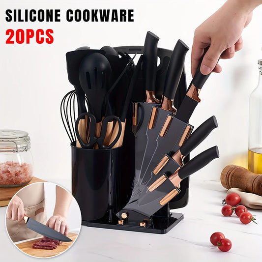 Modern Silicone Cooking Utensil Set with Holder
