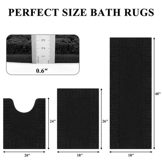 3 Piece Non-Slip Bathroom Rug Set