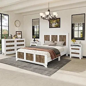 4 Piece Queen Bedroom Furniture Set with Platform Bed