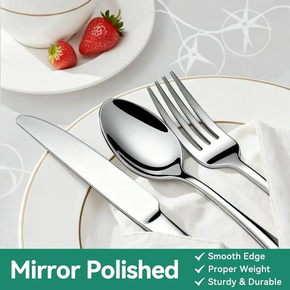 49 Piece Stainless Steel Silverware Set with Organizer