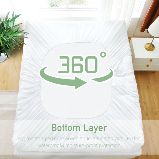 Natural Bamboo Fiber Ultra-Thin Waterproof Mattress Pad