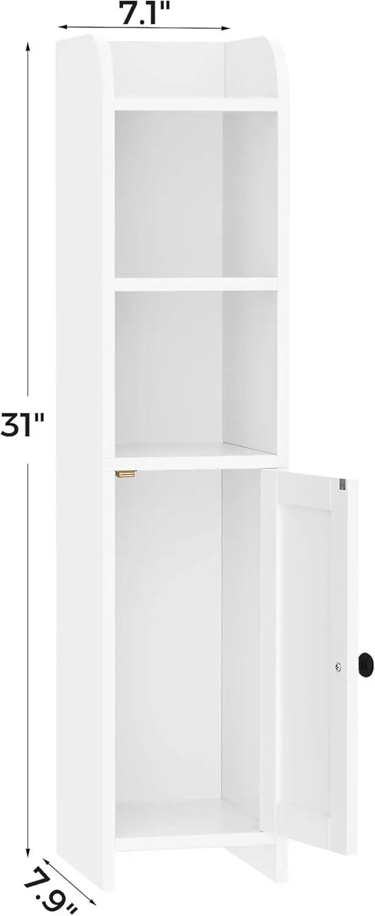 Slim Bathroom Storage Cabinet with Shelves and Door