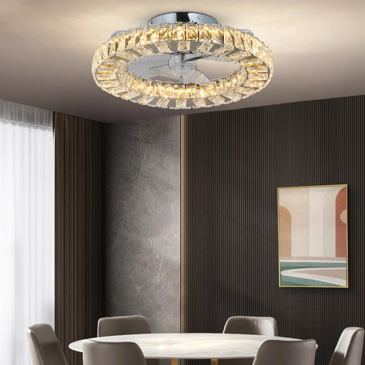 Modern Crystal Ceiling Fan Chandelier with remote