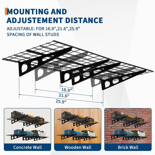 Heavy Duty Wall Mounted Garage Storage Shelves