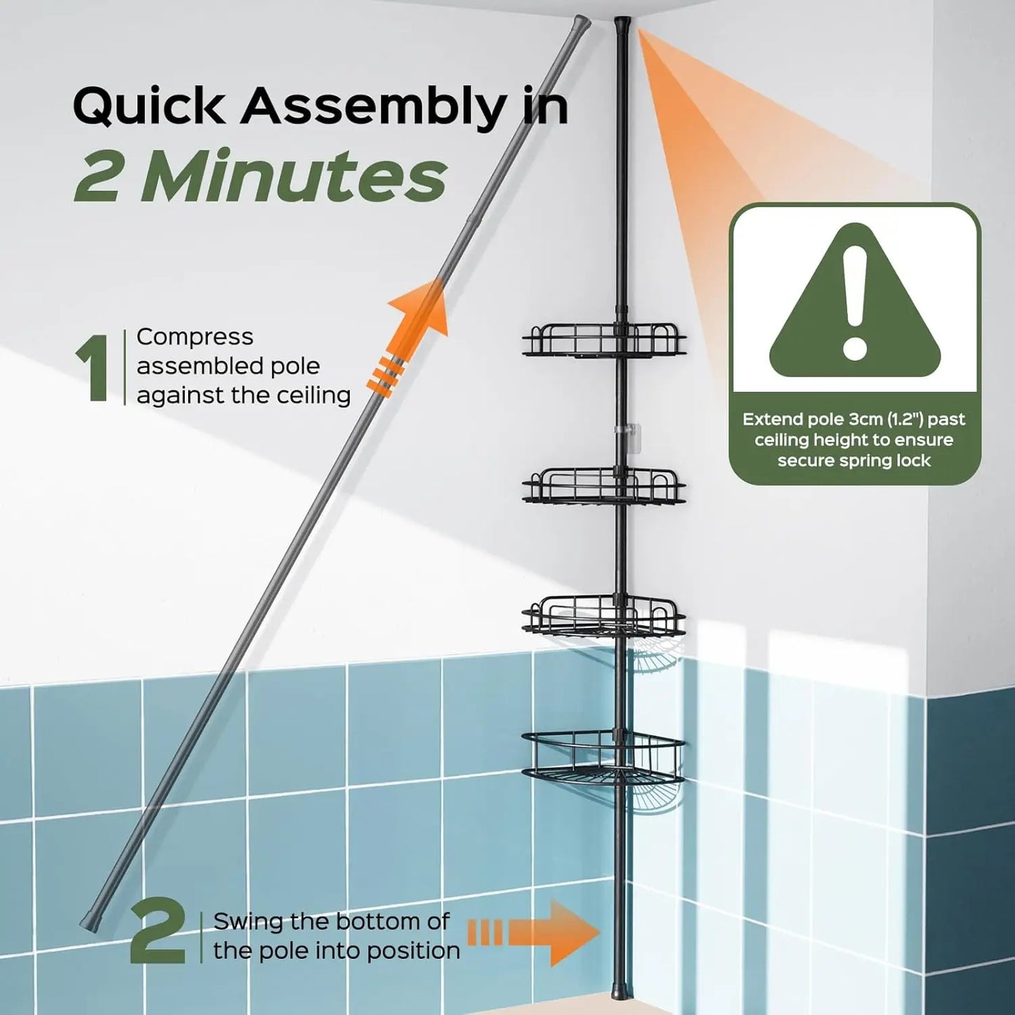 4-Tier Adjustable Shower Caddy with Tension Pole