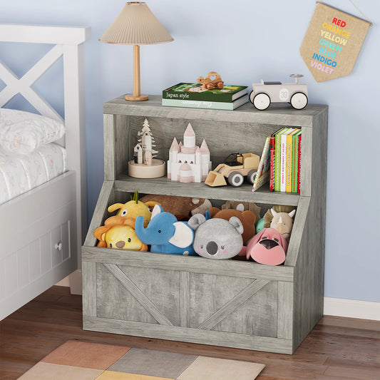 Kids Wooden Toy Storage Organizer Bookshelf