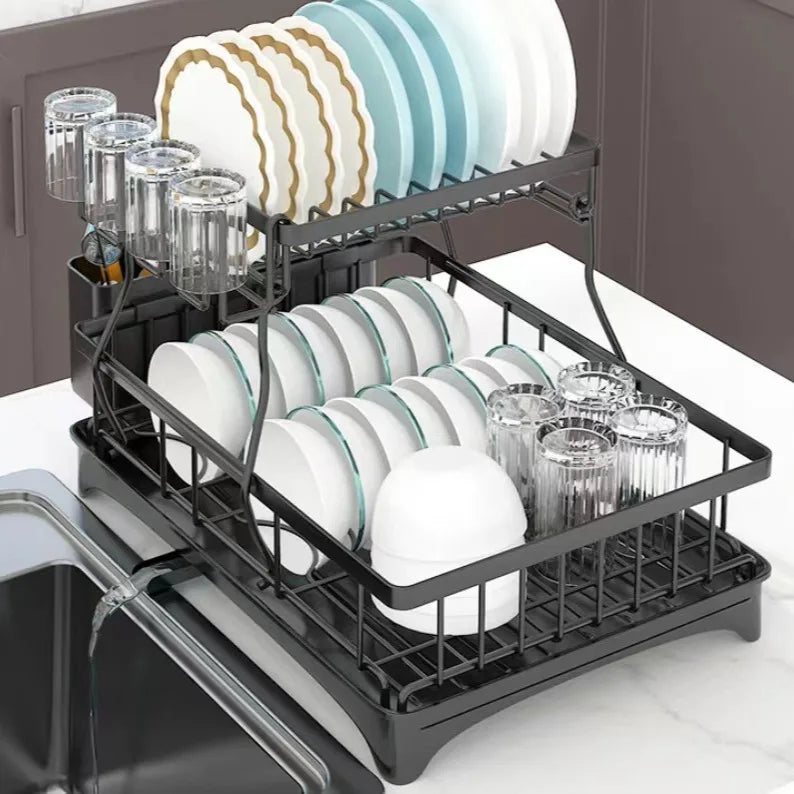 Two Tier Kitchen Countertop Dish Drying Rack