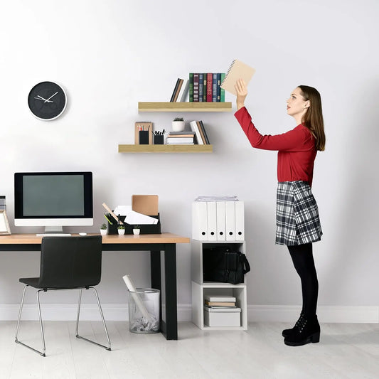 Modern Maple Wood Floating Wall Shelves Set
