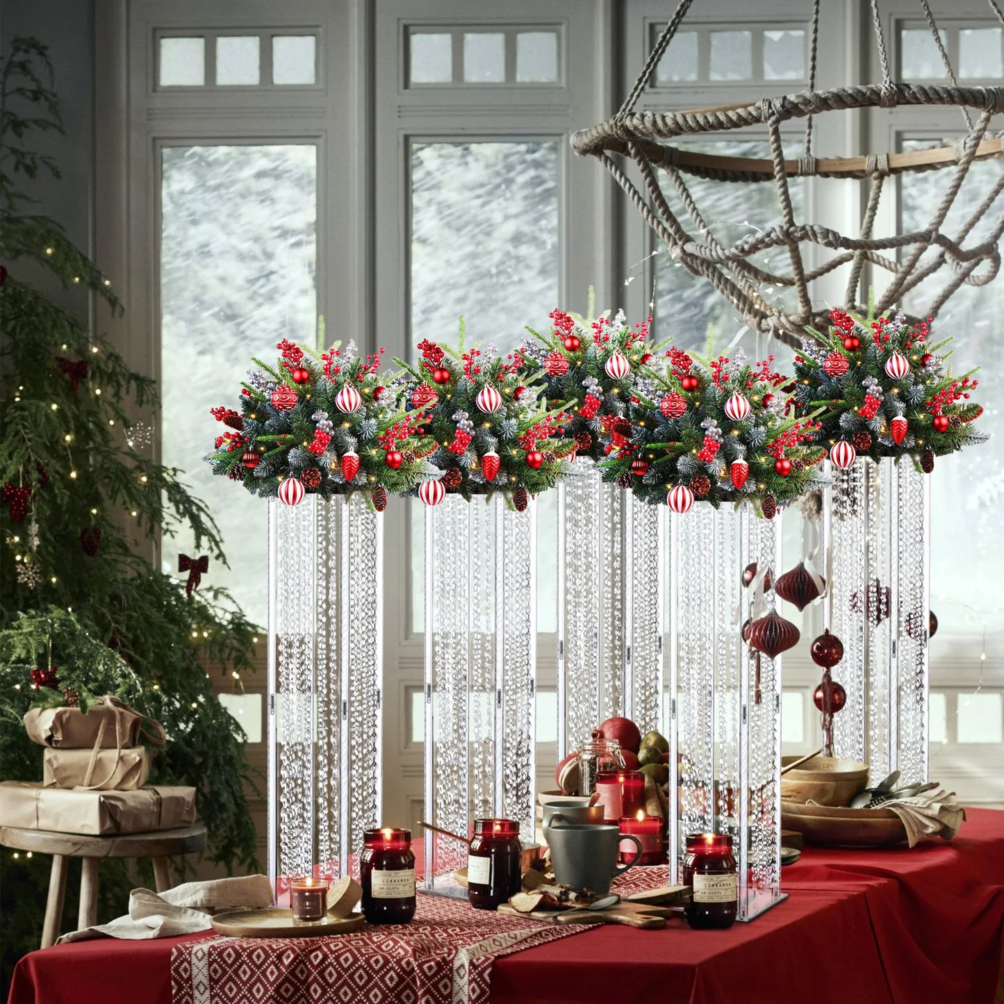 Crystals Acrylic Wedding Centerpiece Columns - 4 Piece Set