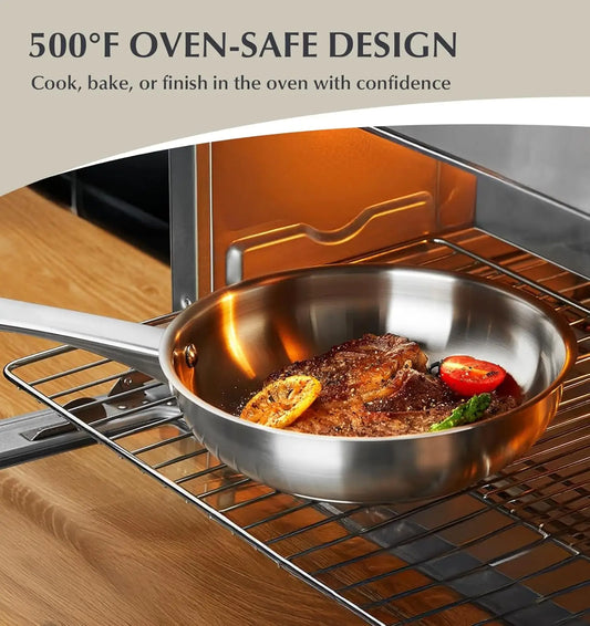 10 Piece Stainless Steel Cookware Set Induction Ready Oven Safe