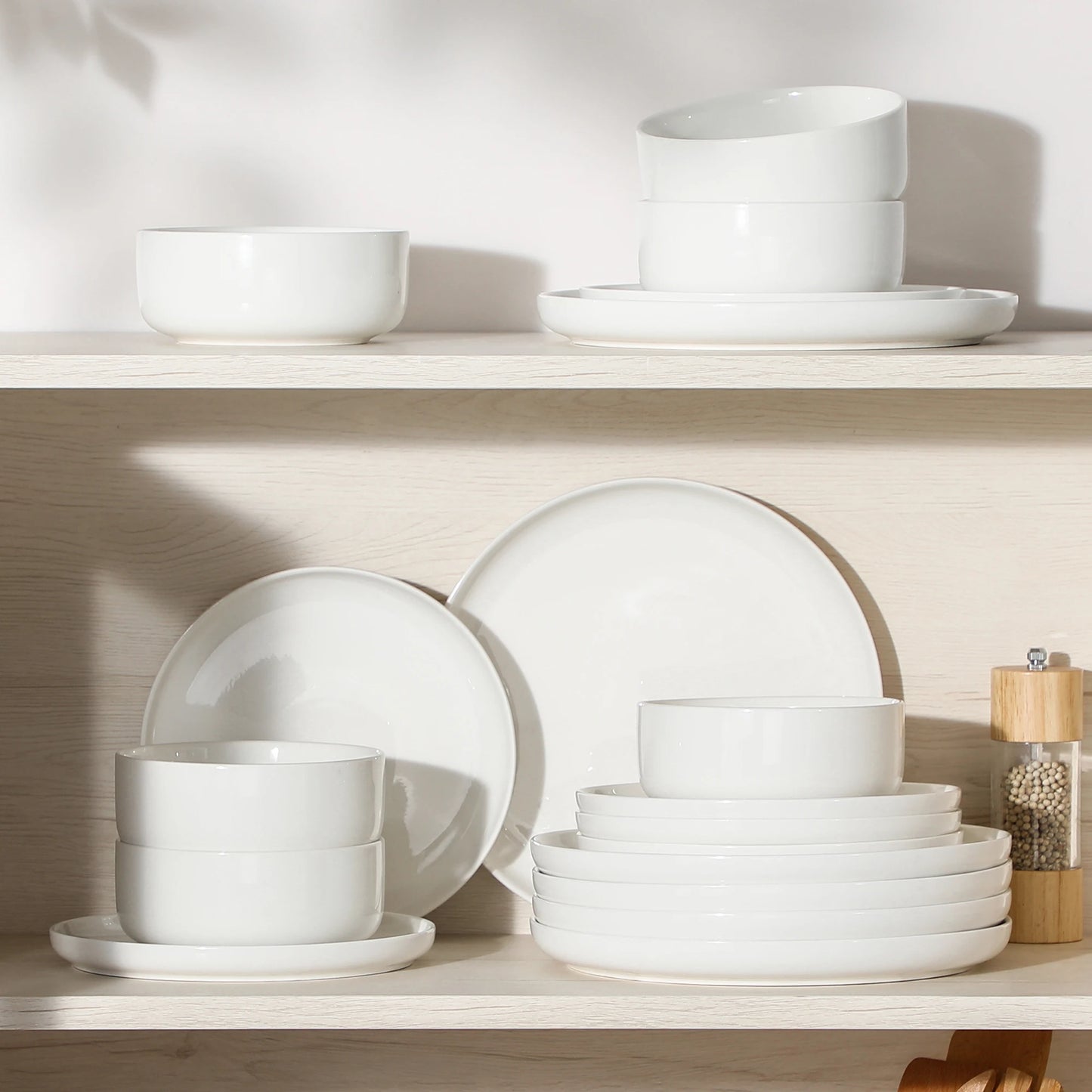 18-Piece White Porcelain Dinnerware Set for Six