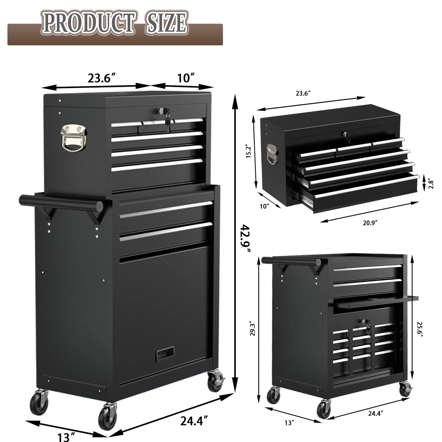 8-Drawer Rolling Garage Tool Chest Cabinet