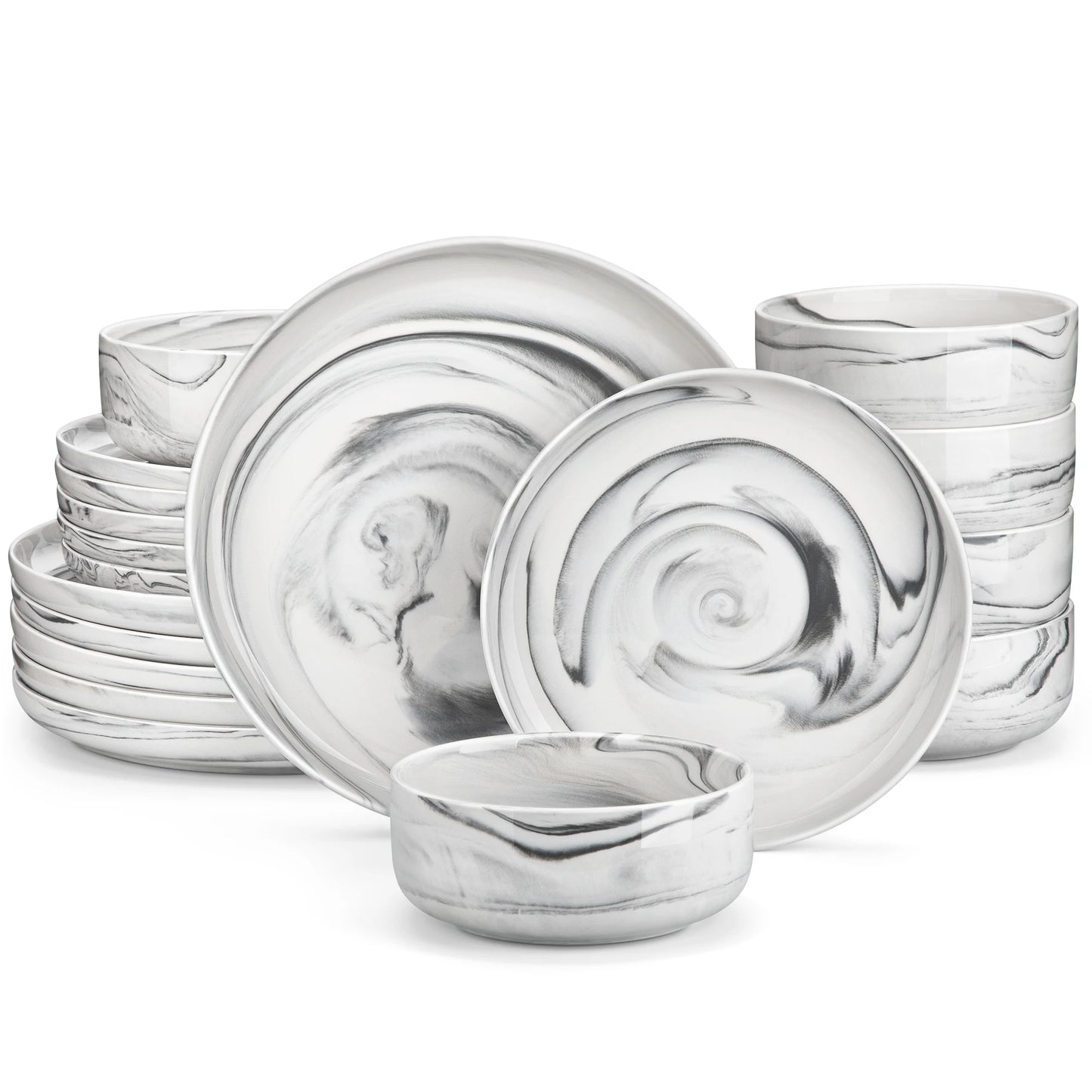 18-Piece White Porcelain Dinnerware Set for Six