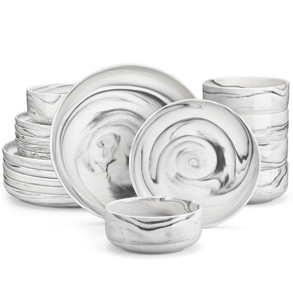 18-Piece White Porcelain Dinnerware Set for Six