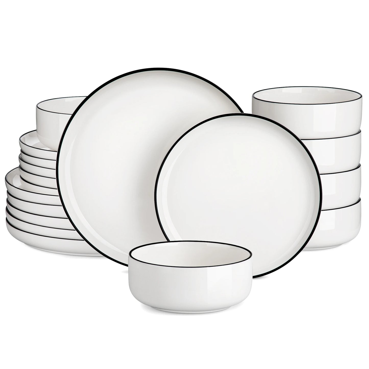 18-Piece White Porcelain Dinnerware Set for Six