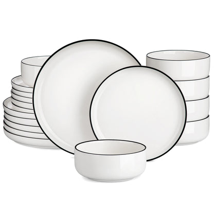 18-Piece White Porcelain Dinnerware Set for Six