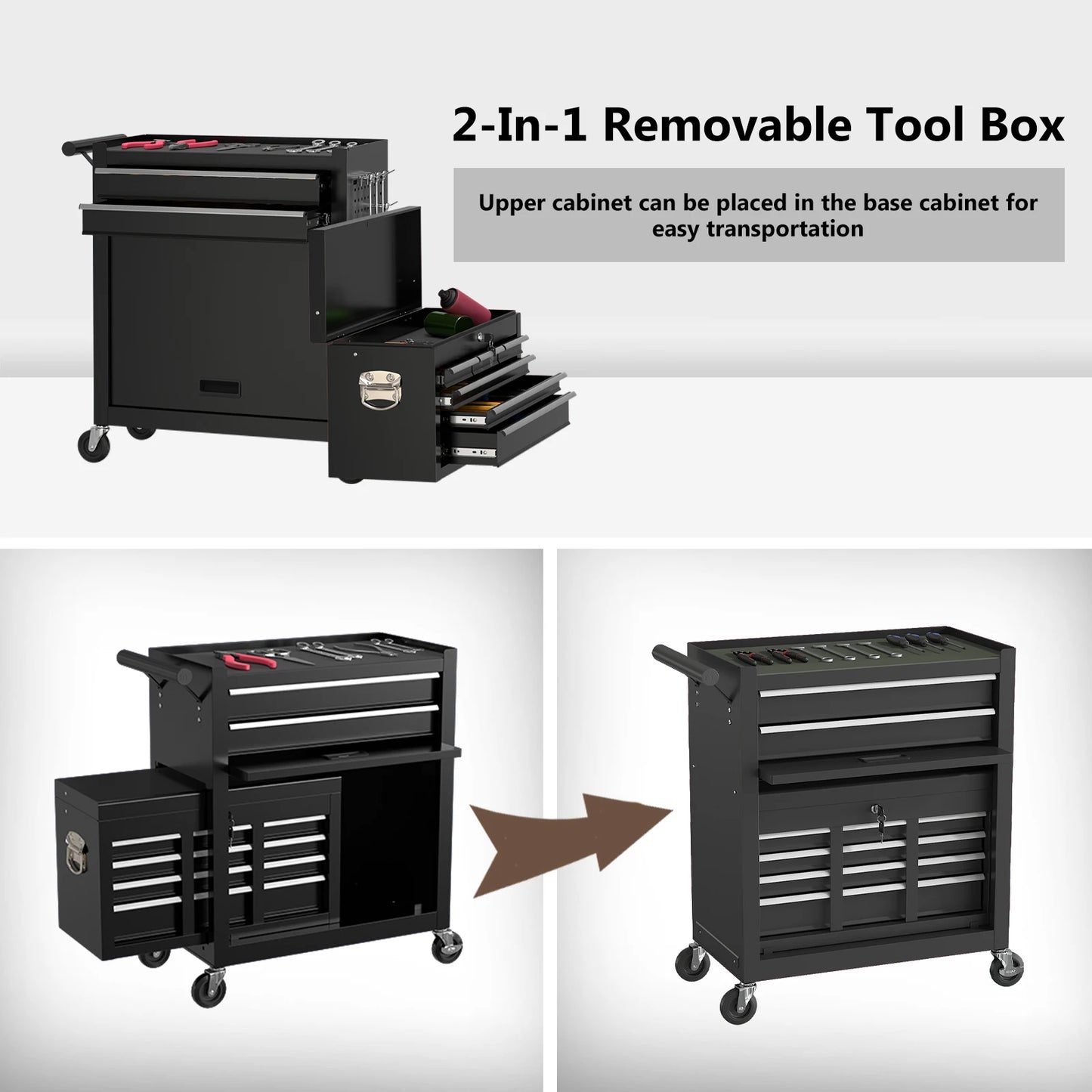 8-Drawer Rolling Garage Tool Chest Cabinet