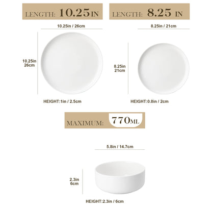 18-Piece White Porcelain Dinnerware Set for Six