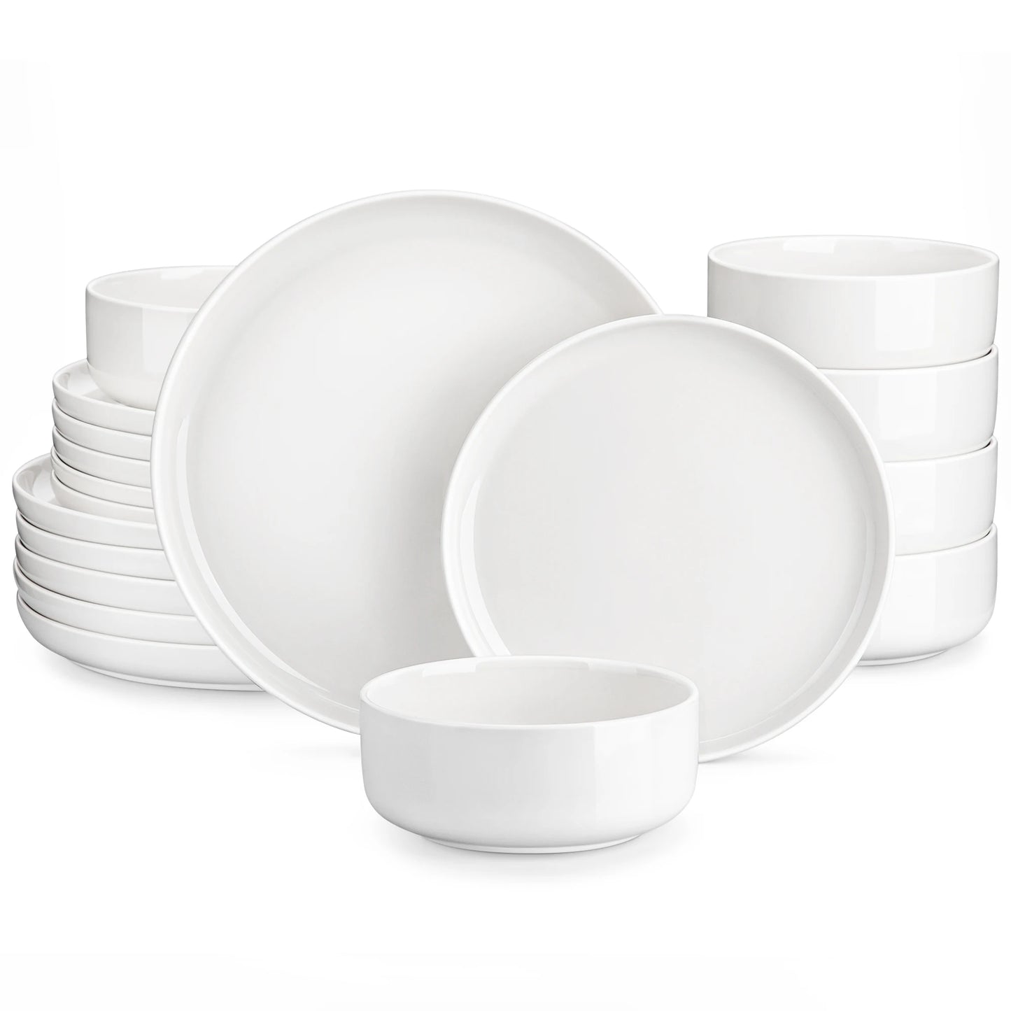 18-Piece White Porcelain Dinnerware Set for Six