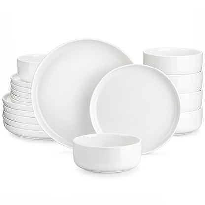 18-Piece White Porcelain Dinnerware Set for Six