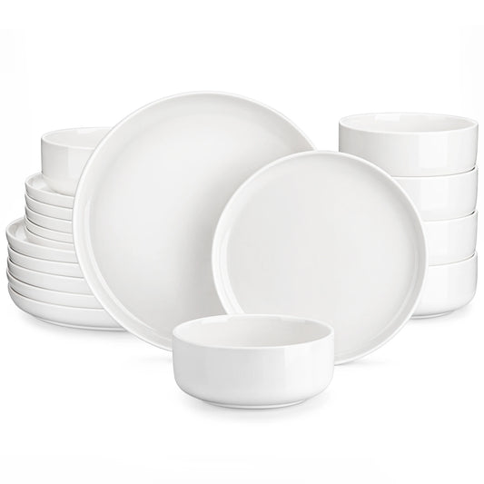 18-Piece White Porcelain Dinnerware Set for Six