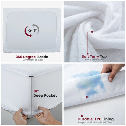 Waterproof Terry Cloth Mattress Protector Cover Various Sizes