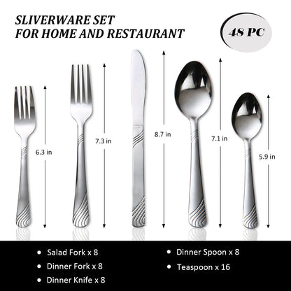 48-Piece Stainless Steel Cutlery Set for Eight Place Settings