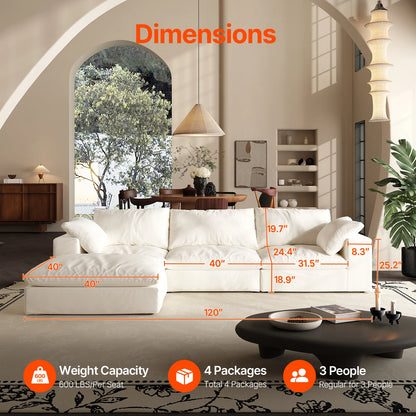 Oversized Modular Cloud Sectional Sofa with Ottoman