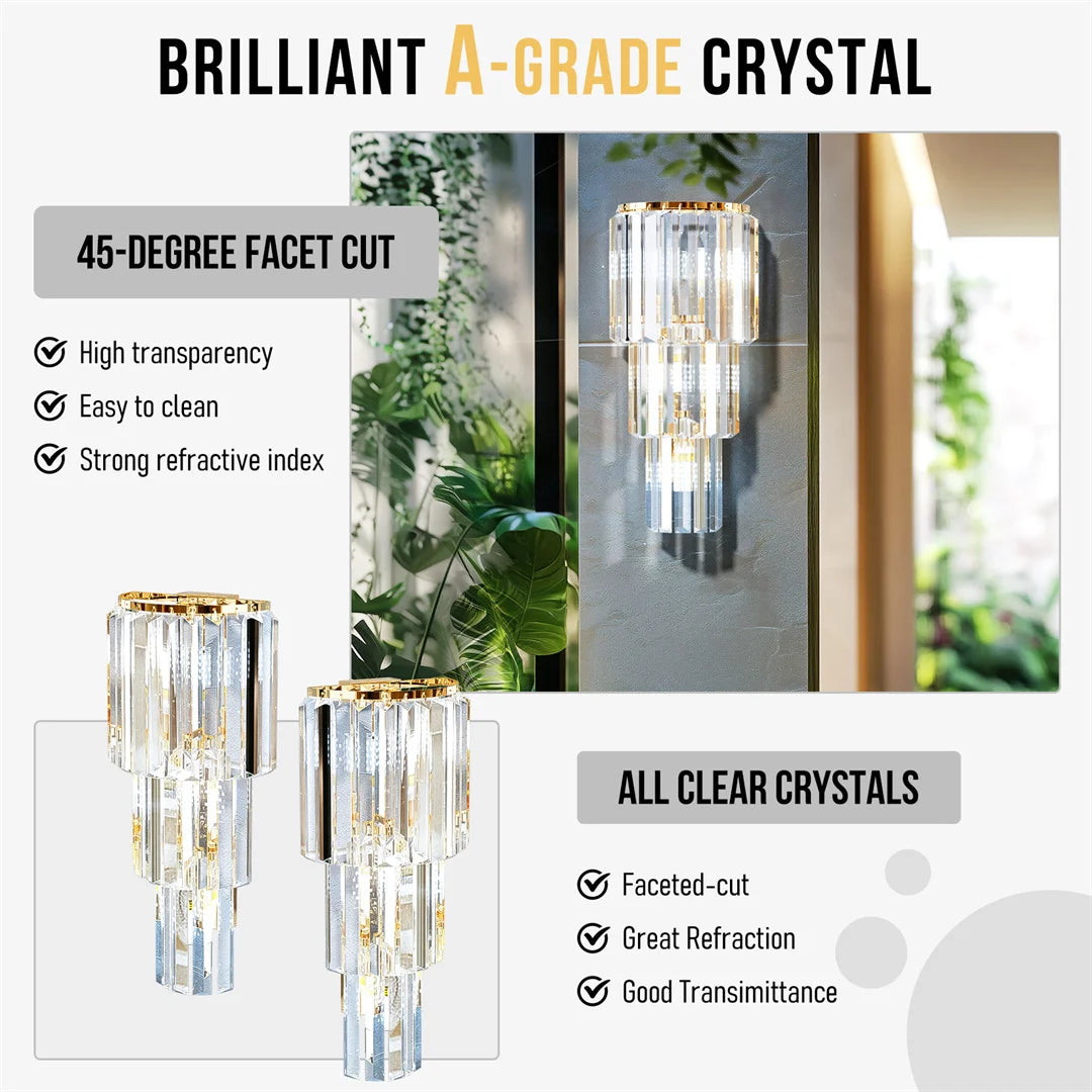 Modern Crystal Wall Sconce Light Fixture