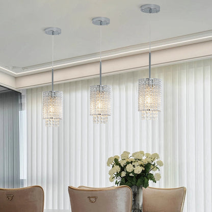 Modern Crystal Pendant Light 3-Pack Adjustable Ceiling Fixture