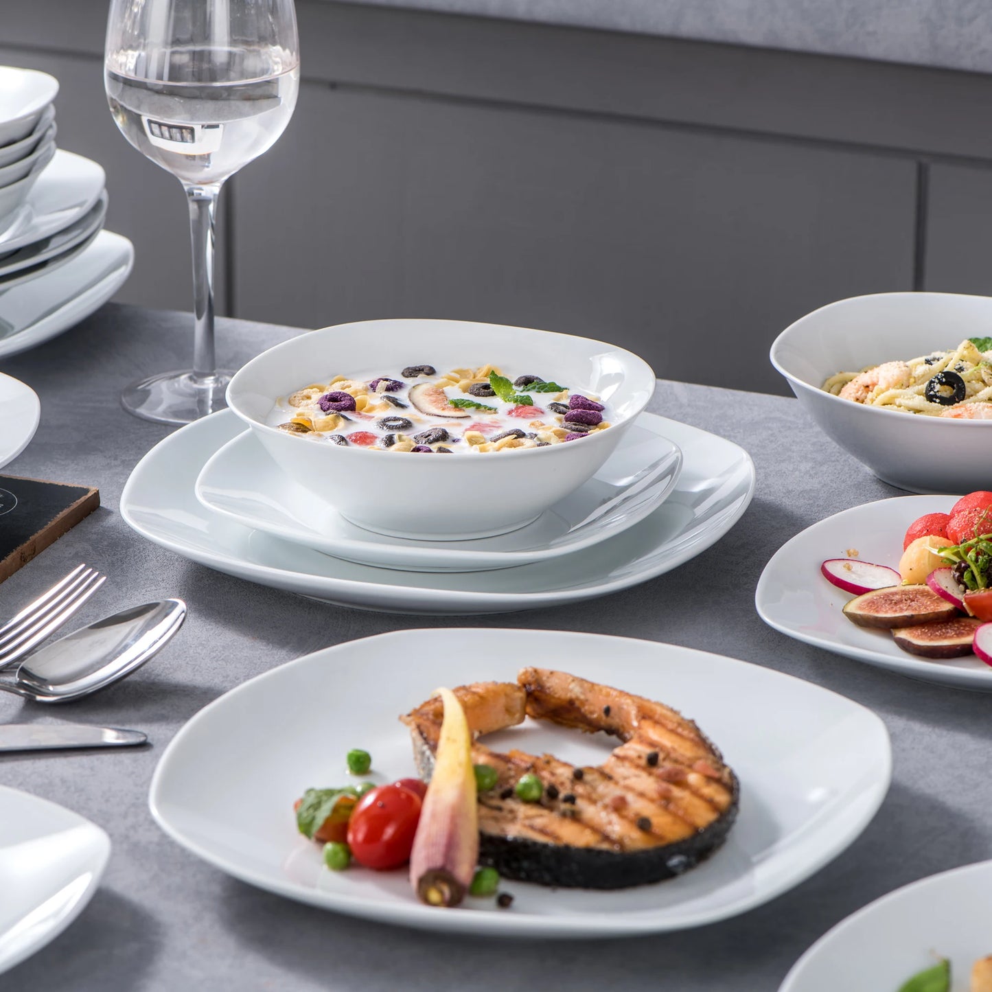 24-Piece White Porcelain Dinnerware Set for Six