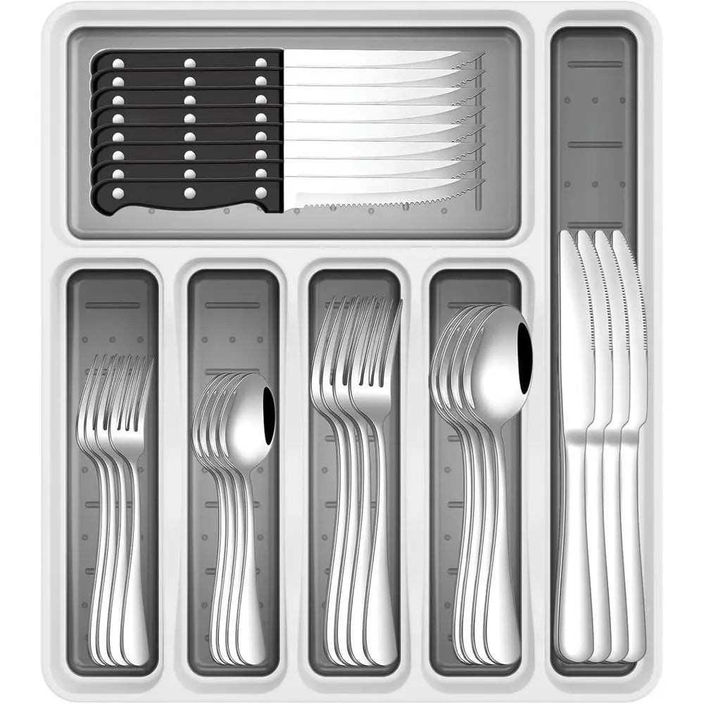 49 Piece Stainless Steel Silverware Set with Organizer