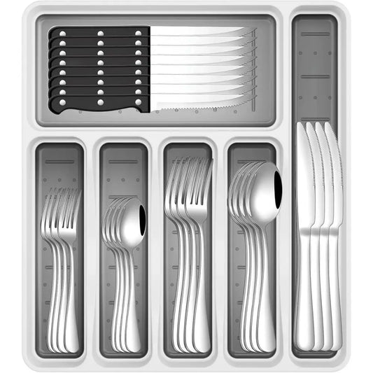 49 Piece Stainless Steel Silverware Set with Organizer