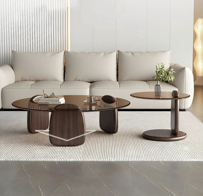 Round Glass Nesting Coffee Table Set of Two