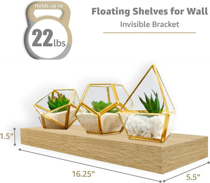 Modern Maple Wood Floating Wall Shelves Set