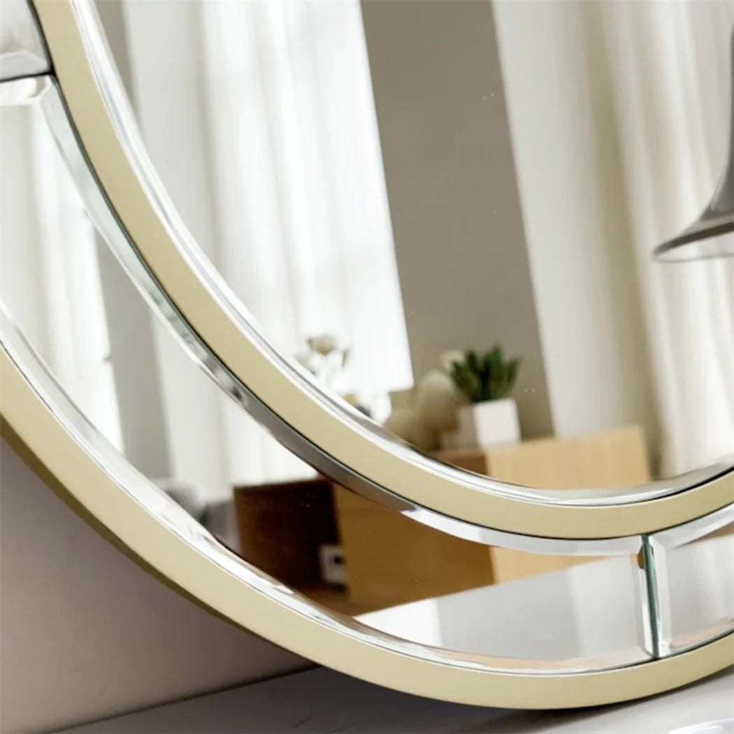 Irregular Silver Wall Mirror with Gold Rim