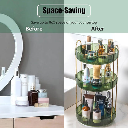 3-Tier Rotating Makeup Organizer Storage Rack