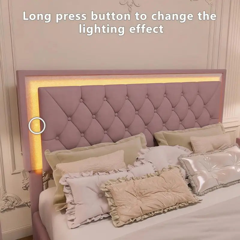 3-Piece Queen Upholstered Bedroom Set with LED Headboard