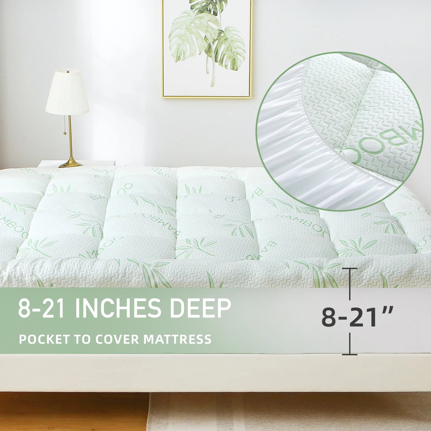 Natural Bamboo Fiber Ultra-Thin Waterproof Mattress Pad