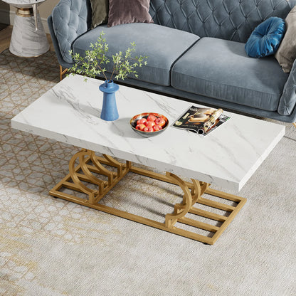 Modern Marble Two Tier Rectangle Coffee Table