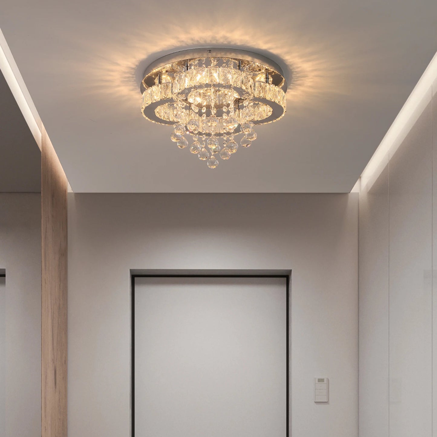 Luxury Crystal Flush Mount Ceiling Chandelier Light