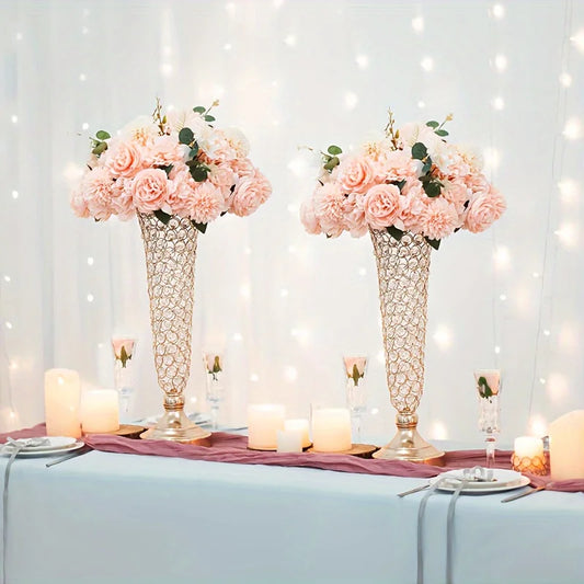 Crystal Table Vases -Set of 2 (20" Tall)