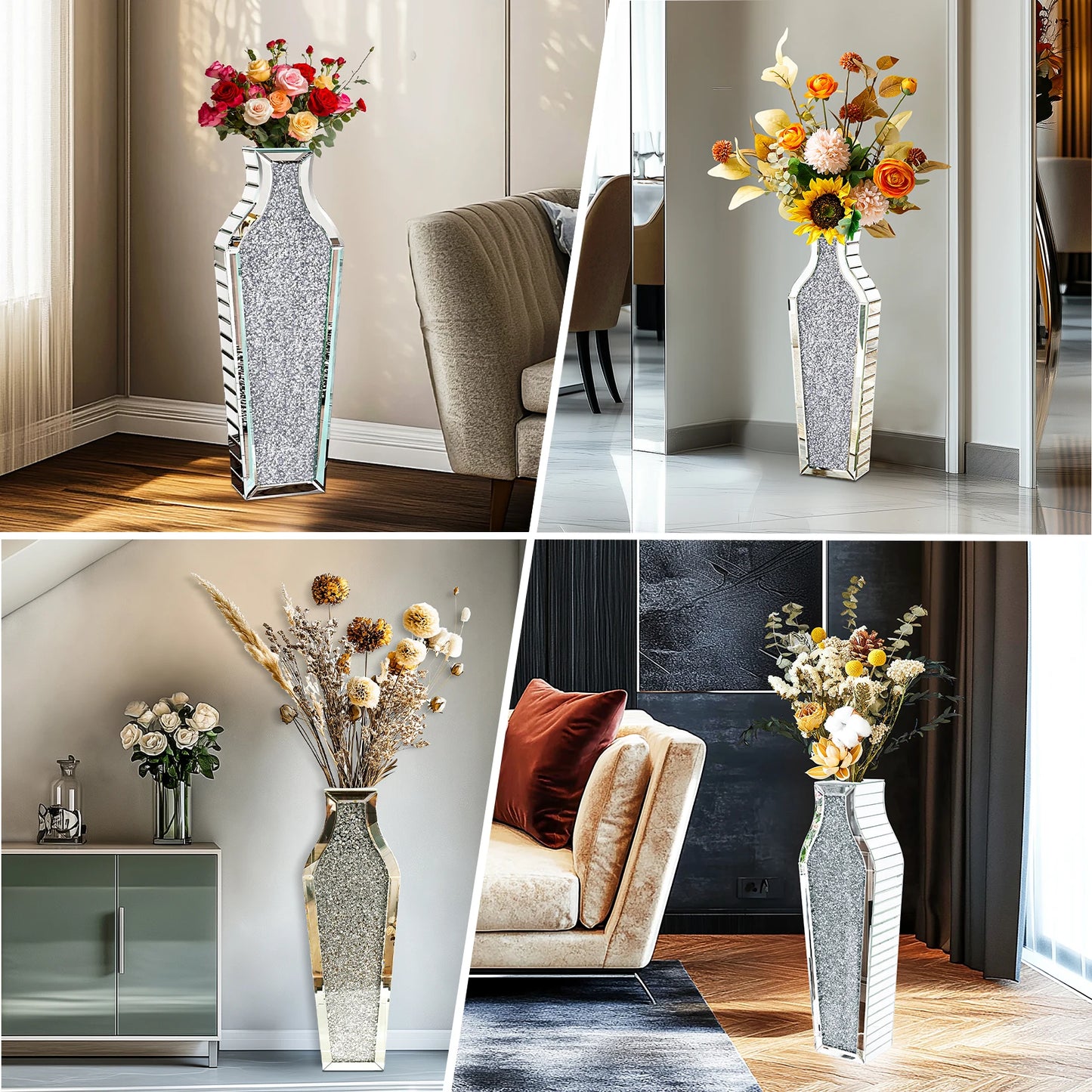 Luxury Crushed Diamond Floor Vase