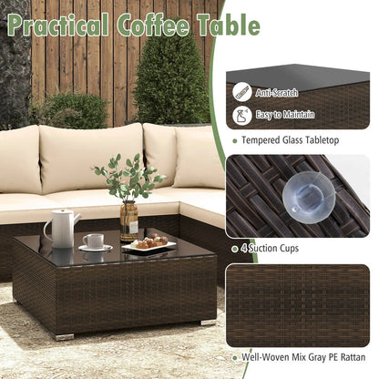 7-Piece Outdoor Rattan Patio Sectional Conversation Set