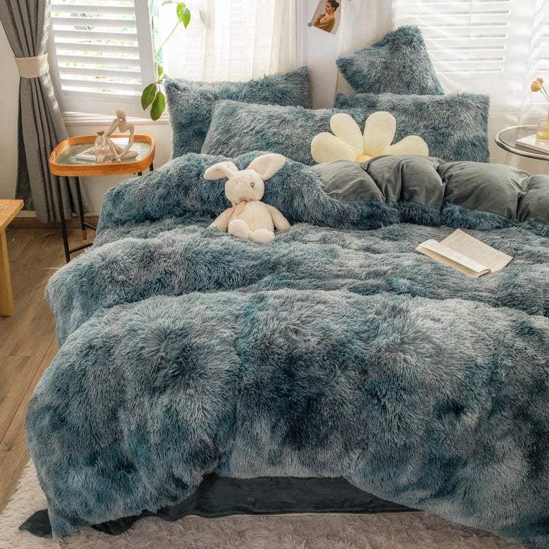 Luxury Plush Crystal Velvet 4 Piece Duvet Cover Bedding