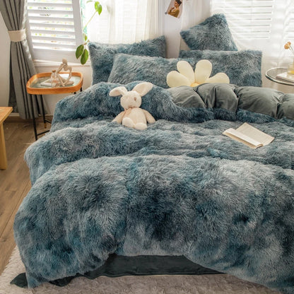 Luxury Plush Crystal Velvet 4 Piece Duvet Cover Bedding