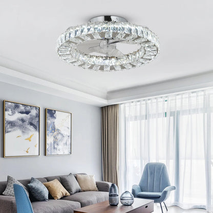 Modern Crystal Ceiling Fan Chandelier with remote