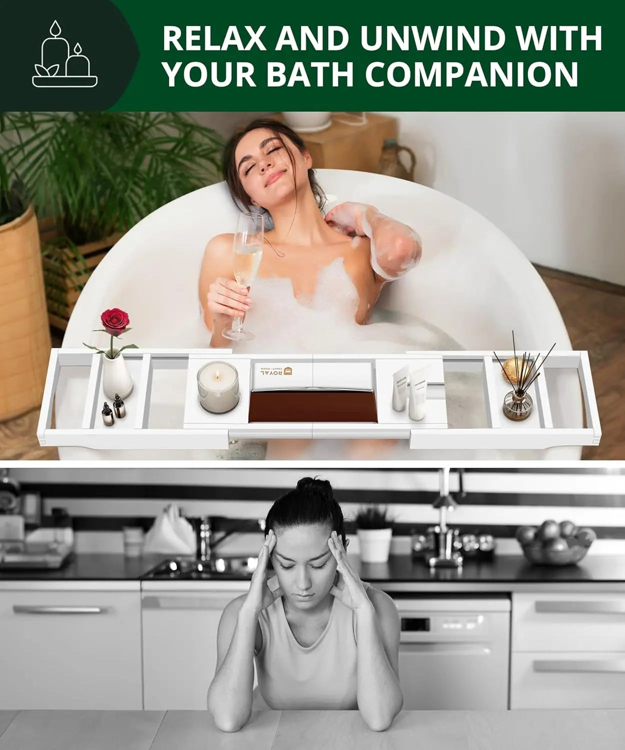 Luxury Bamboo Foldable Bathtub Spa Tray